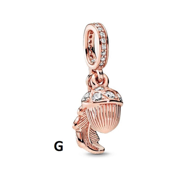 Rose Gold Love Heart Charm – 925 Sterling Silver With Clear CZ, Fits Pandora & Similar Bracelets - View #2
