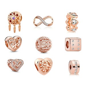 Charms de oro rosa para pulsera Pandora, Charm de infinito de amor en plata de ley 925, compatible con pulseras Pandora originales, joyería para mujer, regalos.