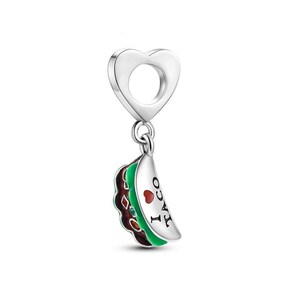 Charm a forma di cibo messicano Taco, compatibile con bracciale Pandora, in argento Sterling 925, pendenti per bracciali Moments, gioielli da donna, regalo per lei.