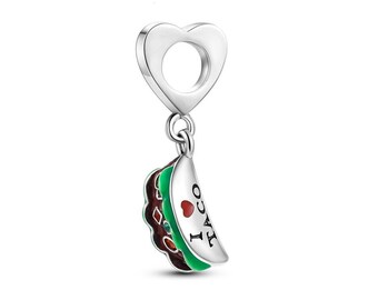 Taco Mexiko Essen Anhänger für Pandora Armband Charm, 925 Sterling Silber, Charms für Moments Armbänder, Damen Schmuck, Geschenk für sie