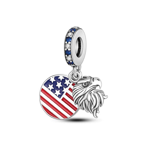 United States Flag Charm USA Sterling Silver United States Flag Charm USA Sterling Silver