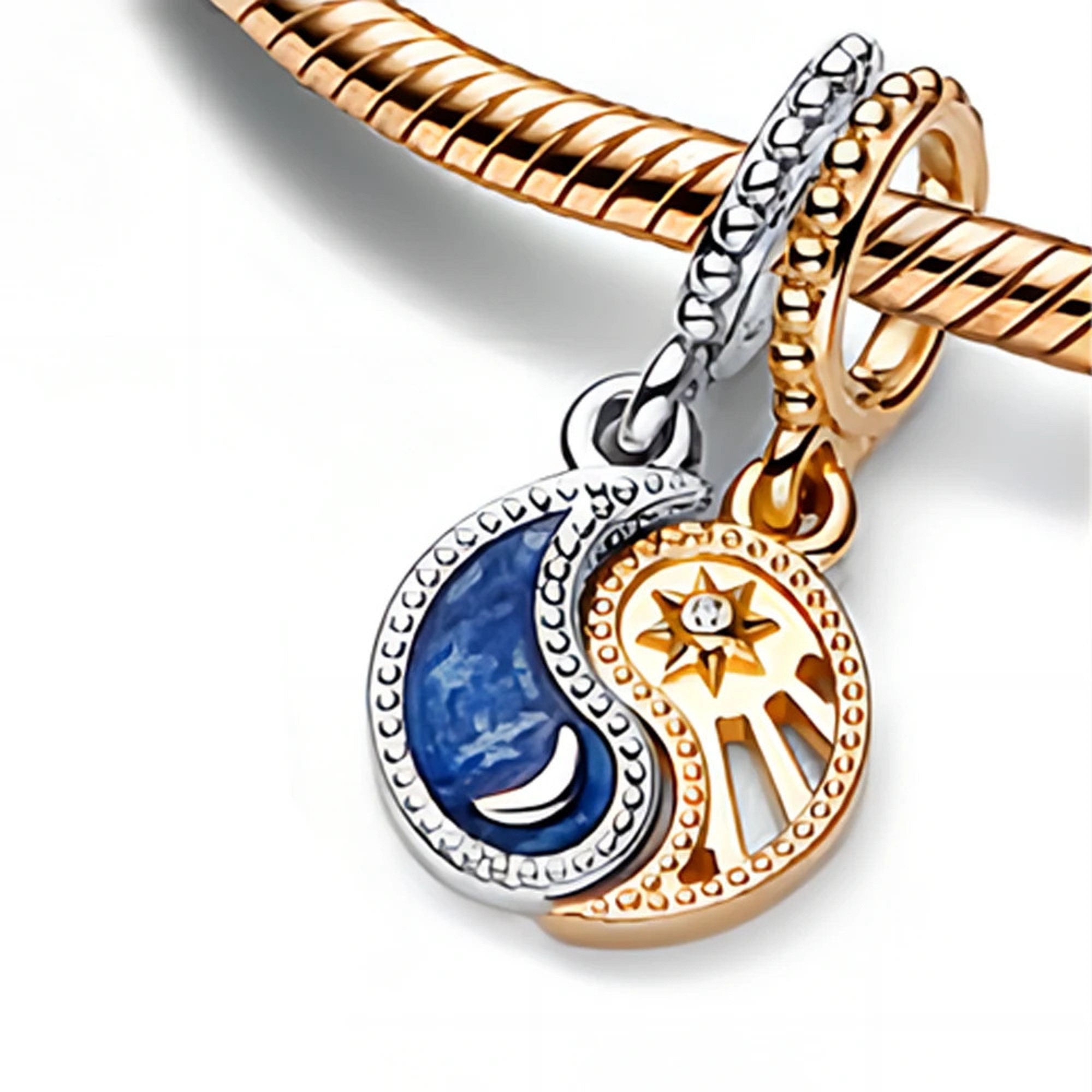 ブレスレット用チャーム、太陽と月のダングルチャーム、S925チャーム