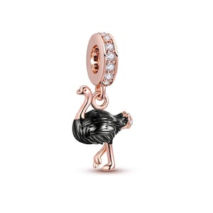 African Ostrich Charms for Pandora Bracelet, Sterling Silver Charms, rose gold pandora charms, Pandora Charm Bracelet