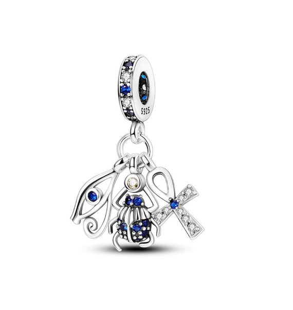 thumbnail image 2 of BAMOER 925 Sterling Silver Hollow Bead Charm With Blue CZ - Women's Bracelet Charm 2 of 6