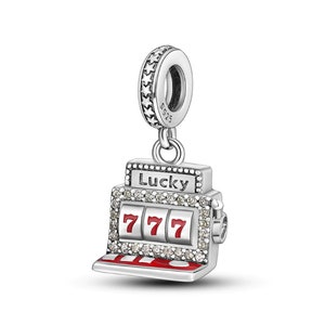 Ciondolo a forma di slot machine con jackpot del casinò, compatibile con bracciale Pandora, argento sterling 925, ciondoli per regalo per la festa della mamma, gioielli da donna, regalo per lei