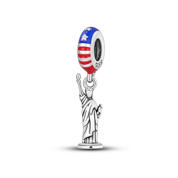 America Statue of Liberty Charms Fits Pandora Bracelet, 925 Sterling Silver Dangle Charms for Moments Bracelet, Bijoux pour femmes, Cadeau pour elle