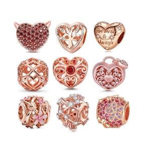 New Rose Gold Charm for Moments Bracelets, 925 Sterling Silver Charms Fits Original Pandora Charms Bracelet, Women Jewelry, Gifts