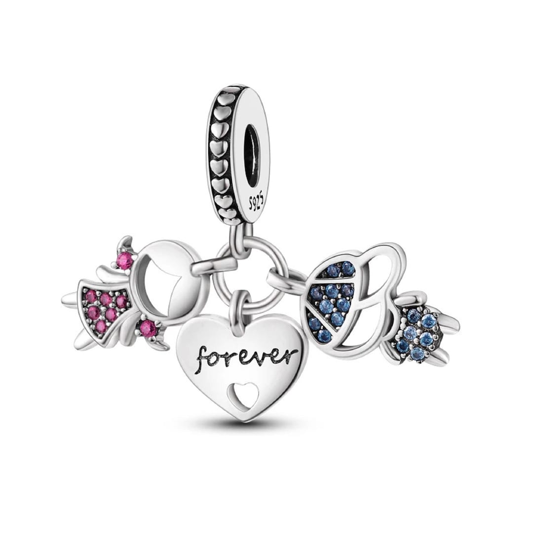 Buy Girl and Boy Heart Charm for Pandora Bracelet, 925 Sterling Silver  Charms, Heart Charm for Pandora Bracelet, Couple Family Charm Online in  India - Main Image