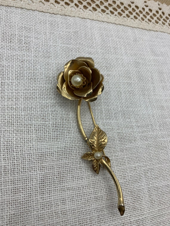 Vintage Brooch Pin; Flower Brooch; Rose Pin; Prelo