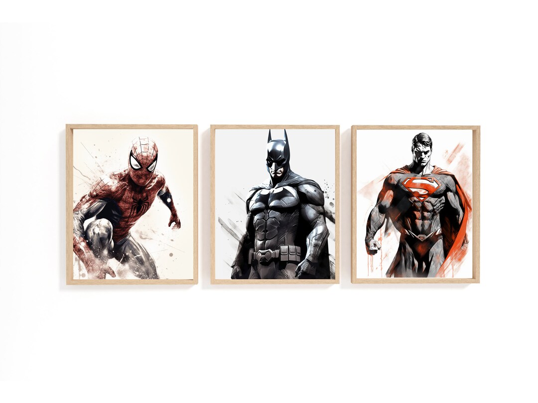 Superheroes Wall Art Wall Art for Kids Room Boys Wall Art Etsy New