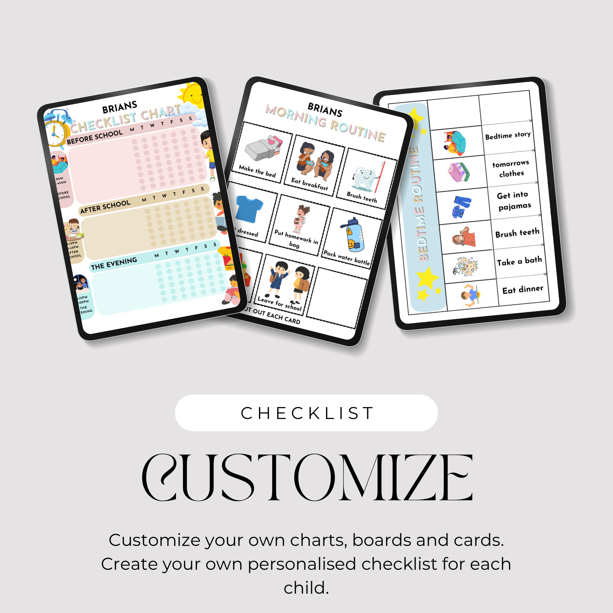 School Day Routine Checklist, Canva Template, Kids Routine Checklist ...