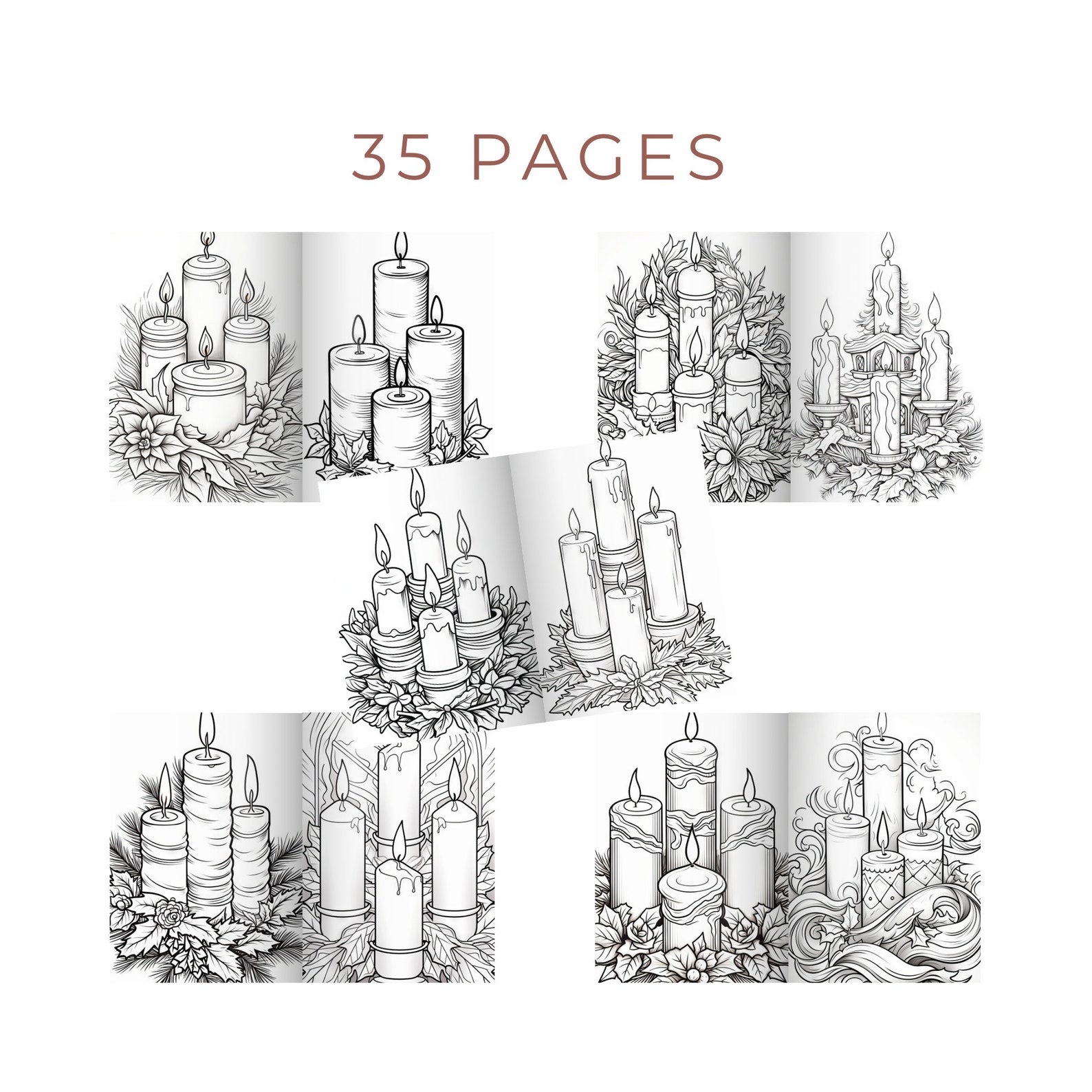 Christmas Coloring Page Candle Coloring Page Digital Download Winter