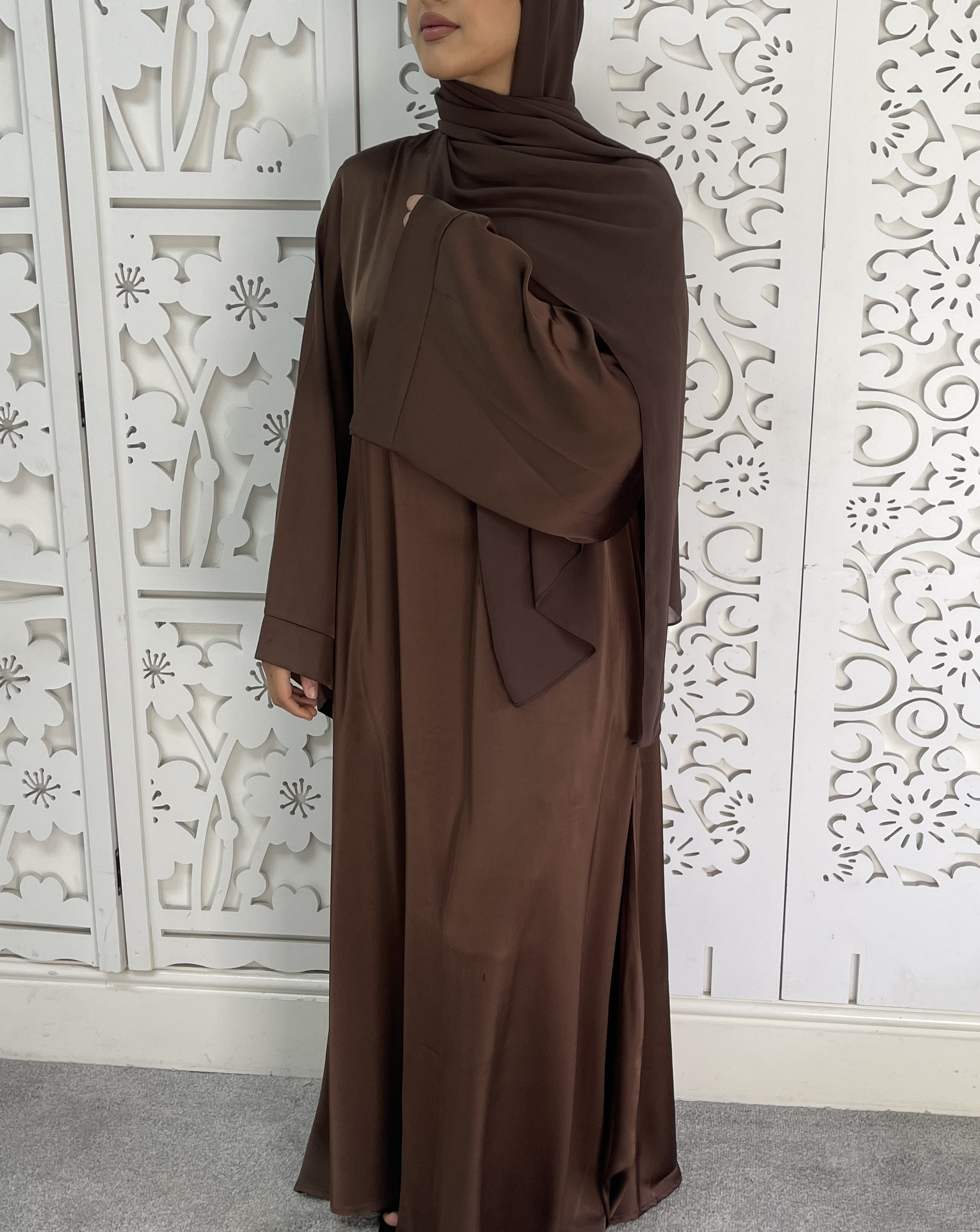 Satin Abaya Brown - Etsy