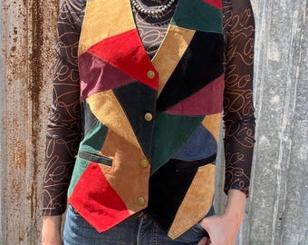 Vintage suede vest, suede vest, 90s, vintage vest, hippie vest, boho vest