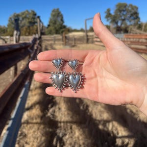 Heartbreaker Silver Dangle Earrings: Western Cowgirl Rodeo Accessories