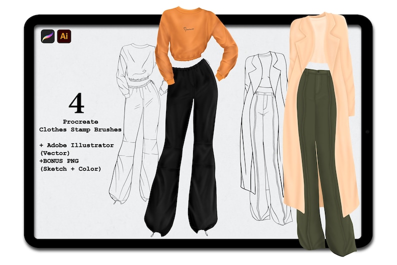 Procreate Clothes Set Stamp Brushes Vector Clothing Set Illustrator