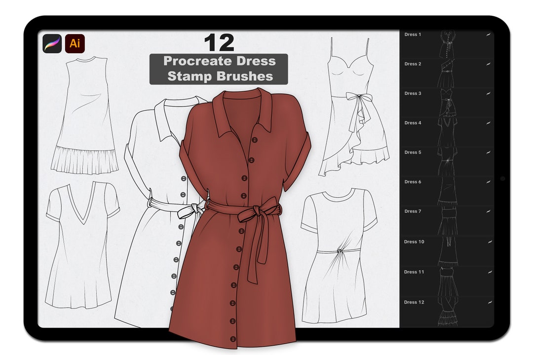 Procreate Dress Stamp Brushes Procreate Clothes Stamp Procreate