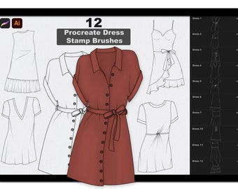 Procreate Dress Stamp Brushes / Procreate Clothes Stamp / Procreate Clothing Stamp