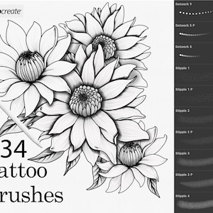 Procreate Tattoo Brushes | Tattoo Linework Dotwork Stipple Shading | Procreate Brushes