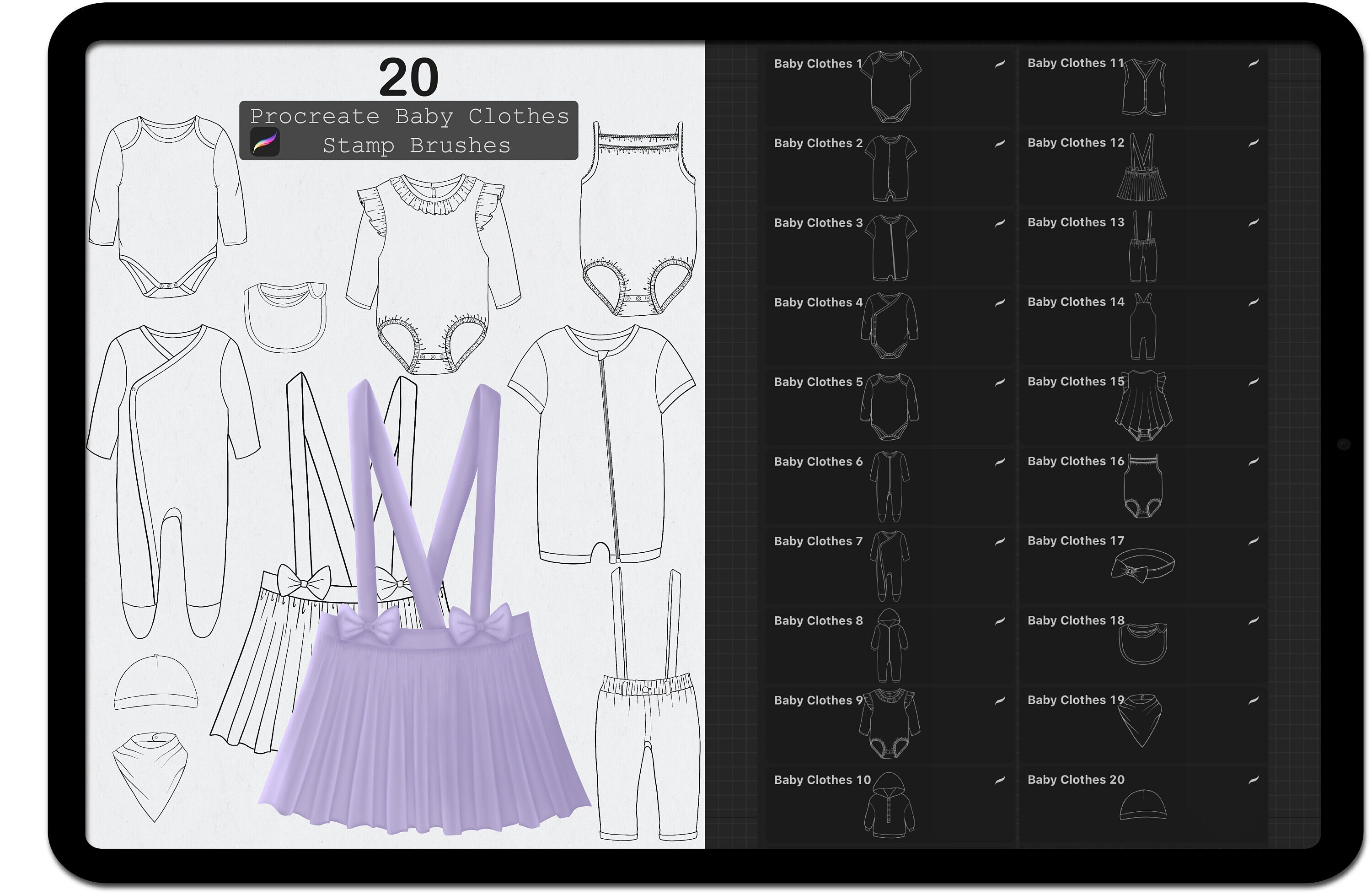 Procreate Baby Clothes Stamp Brushes | Procreate Baby Clothing Stamp | Fashion Brushes | Newborn Set