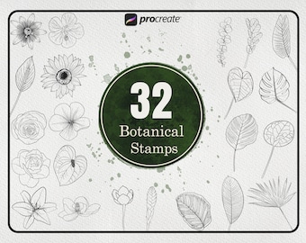 Procreate Botanical Stamp Brushes / Floral Stamp / Plant Stamps / Leaves Stamp / Stamp brushes para procreate