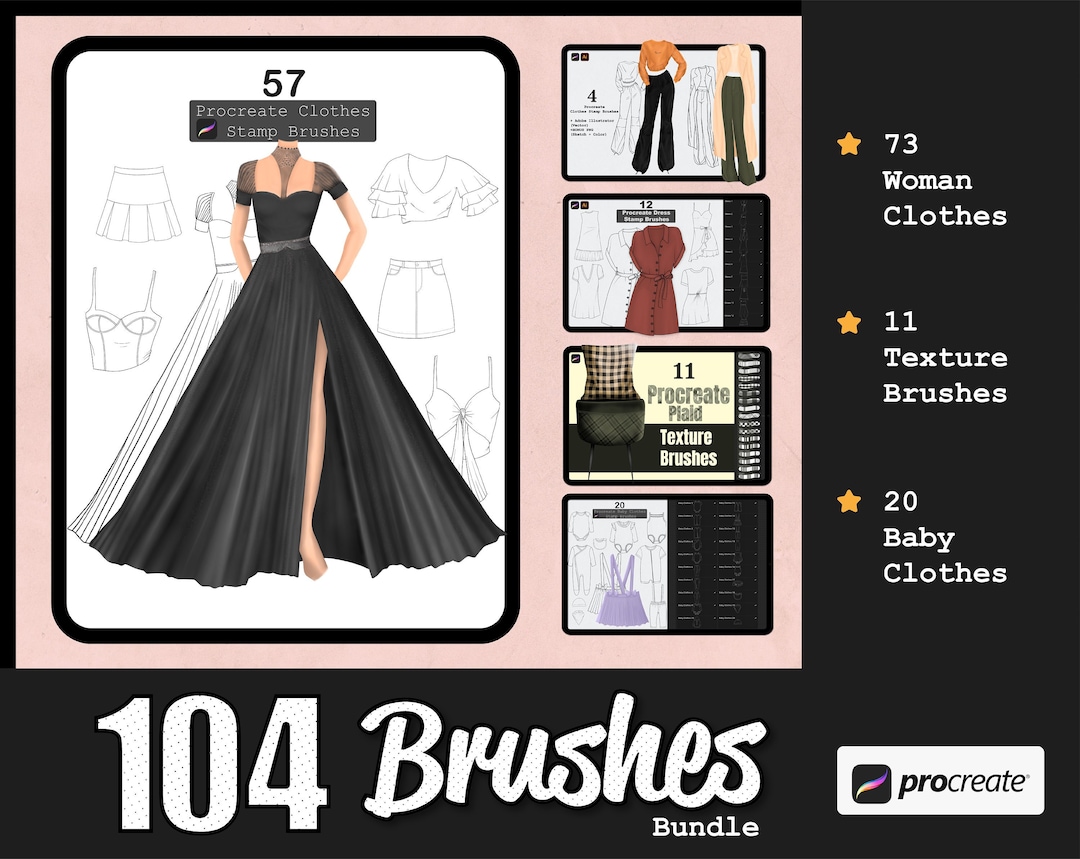 Procreate Clothes Stamp Brushes Procreate Brush Bundle Clothing Stamp Woman Clothes Stamp Skirt