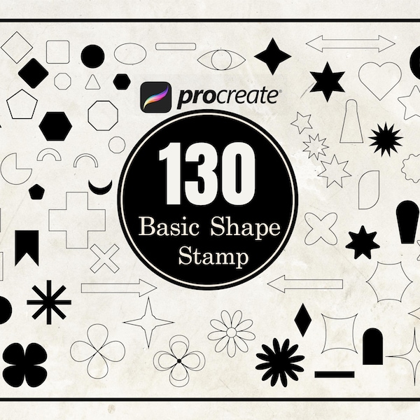 Procreate Shape Stamp Brush | Tampons de forme de base | Tampon Formes Géométriques