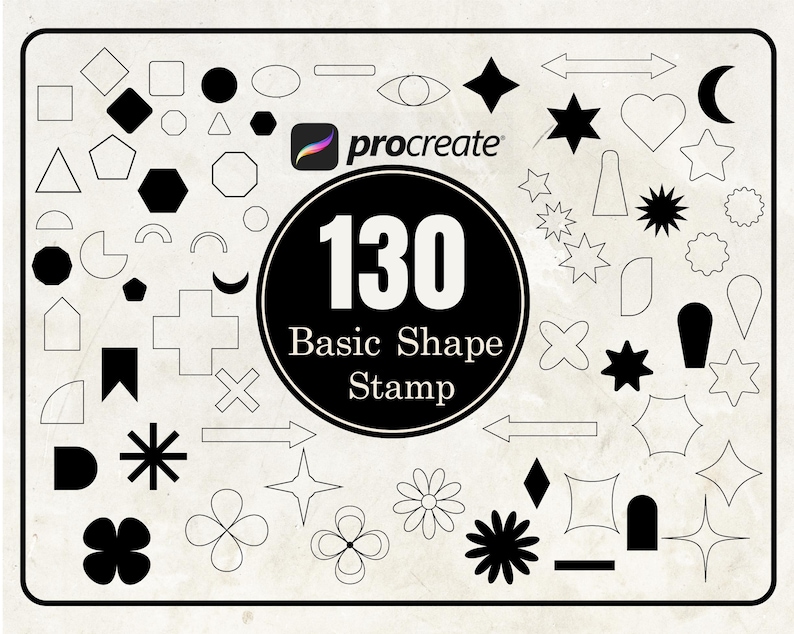 Cepillo de sello de forma Procreate / Sellos de forma básica / Sello de formas geométricas imagen 1