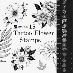 Procreate Brushes | Procreate Flower Tattoo Stamps | Digital Download