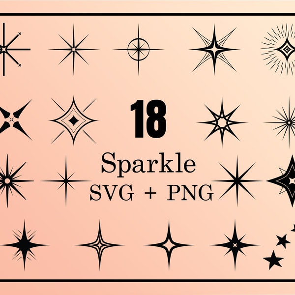 Sparkle Svg Bundle | Sparkle Png | Star Svg | Sparkle Cut File | Svg Files For Cricut | Instant Download