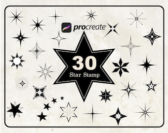 Pędzle do stempli Procreate Star | Stempel Procreate Sparkles | Stempel Procreate Shapes