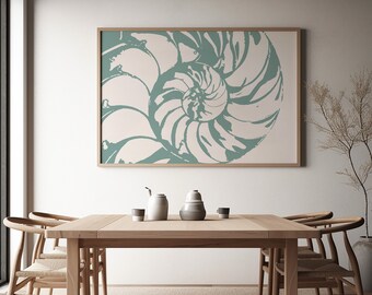 Nautilus Coastal Art Print: Morska sztuka ścienna z motywem oceanu (pobranie cyfrowe)