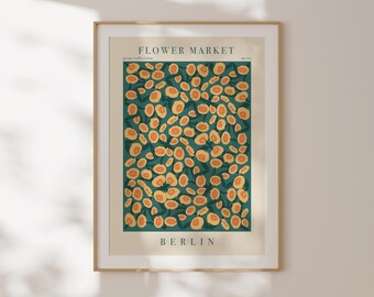 Lámina del mercado de flores de Berlín, póster floral escandinavo, decoración de pared para la entrada, idea de regalo para anfitriona, arte de pared vertical, ilustración botánica