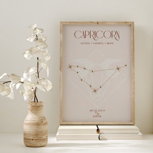 Capricorn Wall Art Zodiac Poster Constellation Wall Art Astrology Art Prints Cosmic Neutral Wall Art Modern Wall Decor INSTANT DOWNLOAD