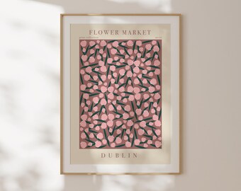 Lámina del mercado de flores de Dublín, póster de jardín inglés, decoración de pared para la cocina, regalo de inauguración de casa, lámina A3, ilustración botánica