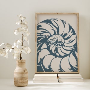 Nautilus Shell Print: Coastal Ocean Wall Art (Digital Download)