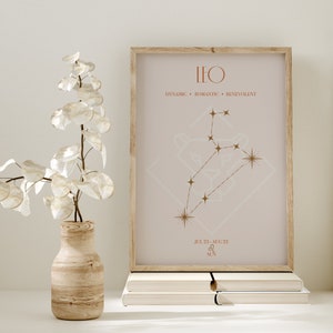 Leo Wall Art Zodiac Poster Constellation Wall Art Astrology Art Prints Cosmic Neutral Wall Art Modern Wall Decor INSTANT DOWNLOAD