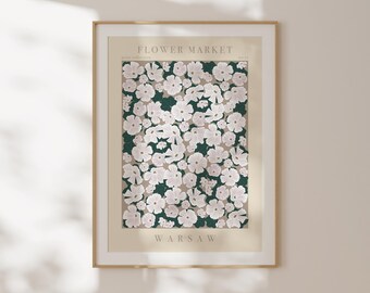 Lámina del mercado de flores de Varsovia, póster floral escandinavo, decoración para el hogar y la oficina, regalo de graduación, lámina mate, ilustración botánica.