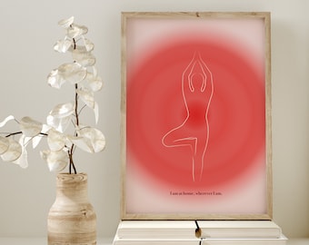 Lámina con diseño lineal del chakra raíz: Póster minimalista de yoga (descarga digital)