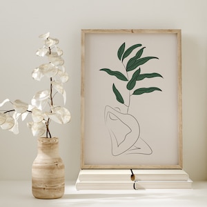 Yoga Pose Line Art Print: Minimalist Plant Lady (Digital Download)