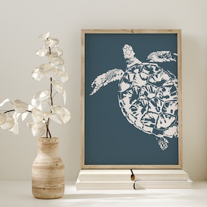 Sea Turtle Coastal Art Print: Beach House Decor (Digital Download)