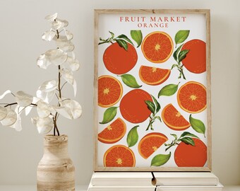 Orange Fruit Market Printable, Vintage Fruit Market Art, Kitchen Wall Decor, Housewarming Gift, Printable Wall Art, Instant Download Art