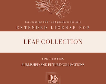 Extended Commercial Licence for Leaf Collection, One Listing, Small Business Print on Demand Use, Digital Licence