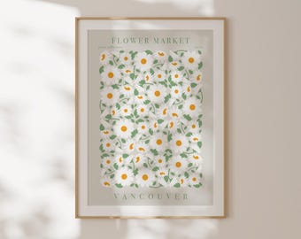 Lámina del mercado de flores de Vancouver, póster botánico moderno de la ciudad, decoración para el hogar u oficina, regalo de graduación, lámina tamaño A3, ilustración botánica.
