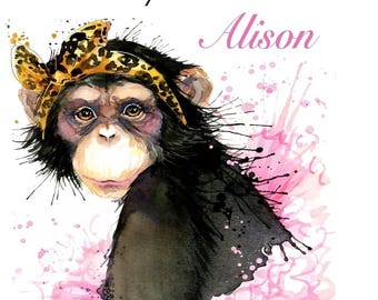 Personalised Birthday Card, Cute Monkey, Daughter, Granddaughter, Grandson, Brother, Sister, Niece etc..