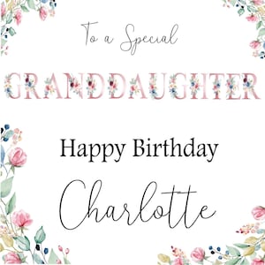Personalised Granddaughter Birthday Card, Happy Birthday Card
