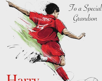 Personalised Football Birthday Card, Grandson, Son, Brother, Nephew, Godson etc