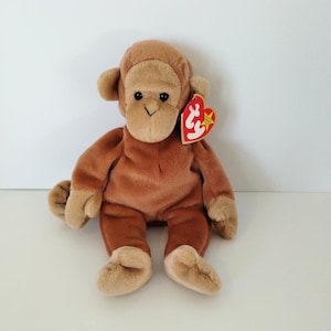 Ty 1995 Beanie Baby Bongo the Monkey with Tan Tail- Excellent Condition - With Both Tags - Vintage