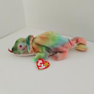 Ty Beanie Baby Rainbow the Chameleon 1997 with Tongue and Tag Errors