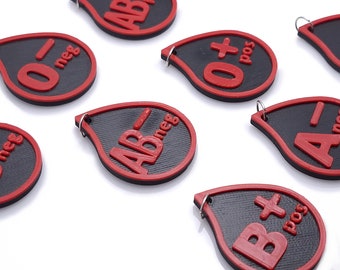 Blood Type Tag - 3D printed NFC tag, Eco-Friendly blood group keyring, Medical pendant, gift